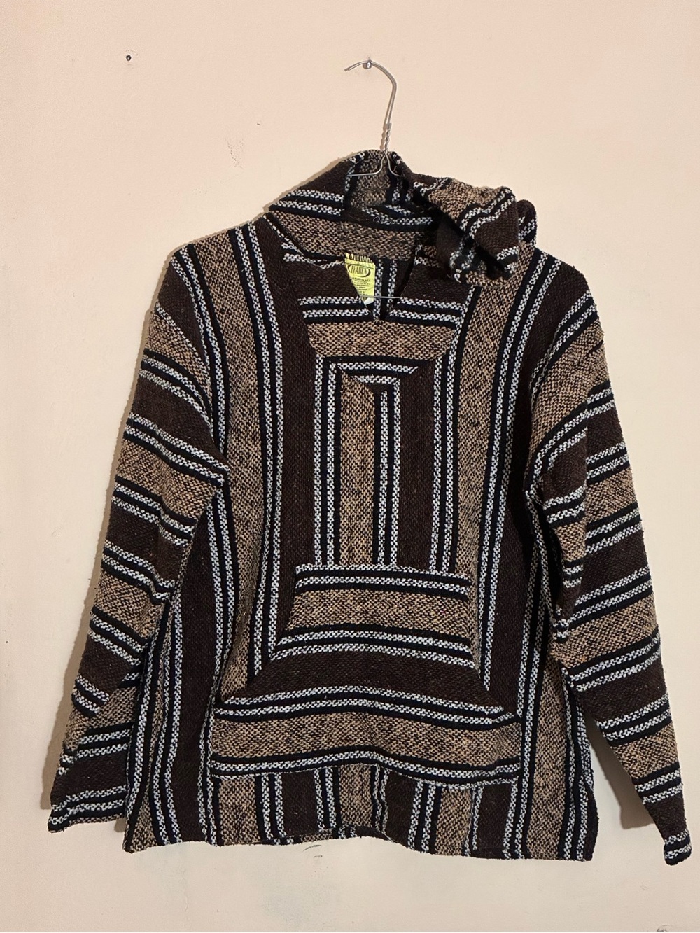 Striped Hooded Baja Sweater - Brown/Black